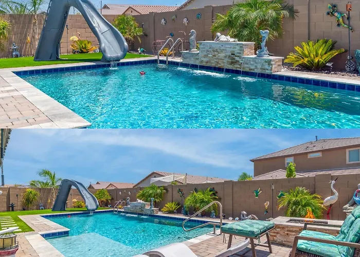 Retreat Pool Slide Firepit Bbq Holiday home Goodyear